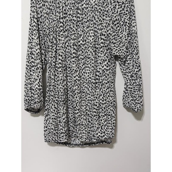 MICHAEL Michael Kors Peasant Blouse Leopard Print Black Women's Size L Shirt - Picture 7 of 9